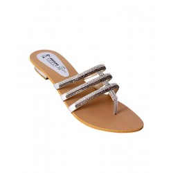 Silver Sparkle Embellished Fashion Slippers RG-035